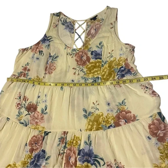 Torrid Floral Tiered Top Womens 2X Yellow Sleeveless Challis Fairy Cottage Comfy - Picture 9 of 16